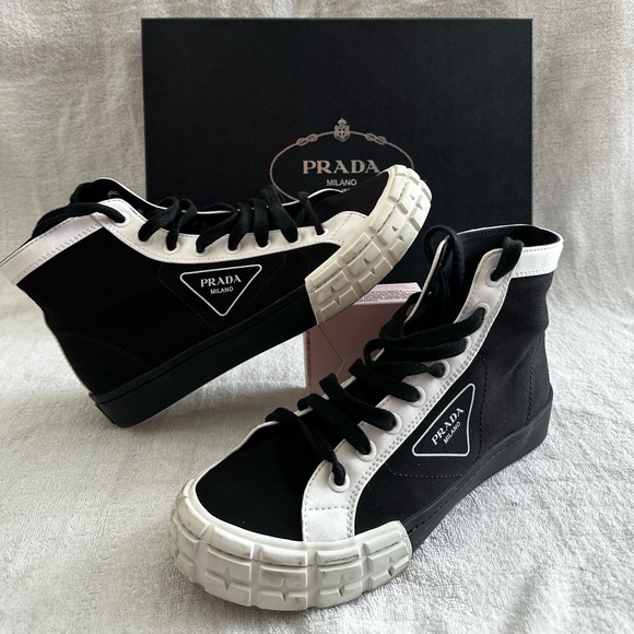 Prada Wheel Canvas High-Top Sneakers - Picture 1 of 4